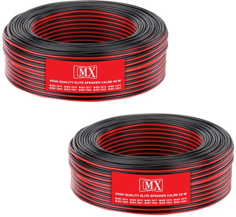 MX TV-out Cable 50Meters High Perfomance Flexible Oxygen-Free Speaker Wire Cable (Pack of 2)(Black, For Home Theater)