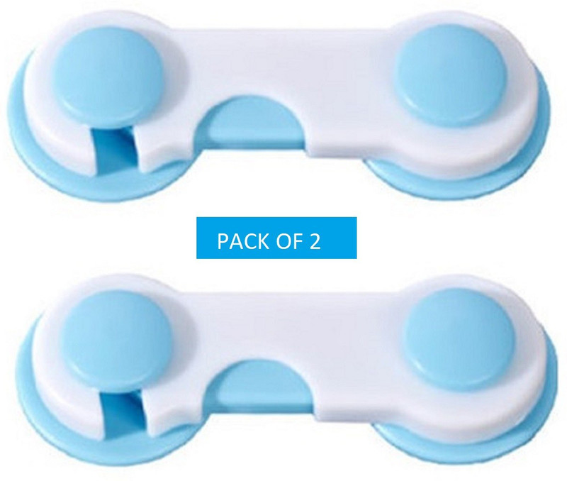 Smiker Baby Proofing Child Safety DIY Cabinet Lock Latch - Pack Of 2(White-Blue)