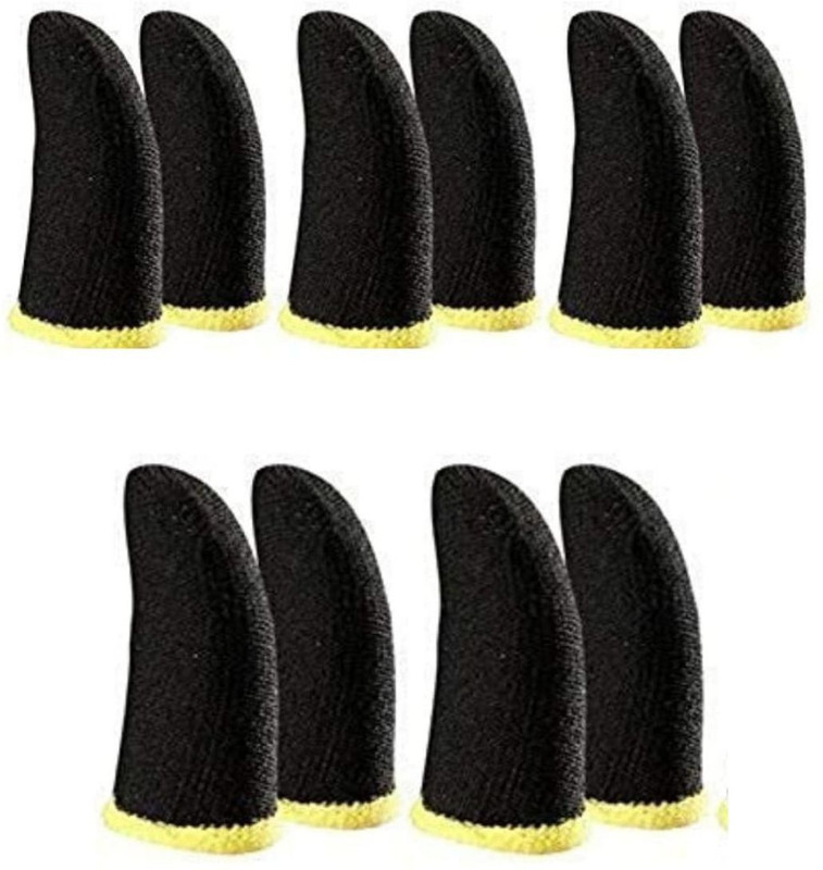 KRIWIN PUBG Finger Sleeve Thumb Grip Sweatproof Smooth ( set of 5) & Responsive Touch Combo Set Designed for Gaming(Black)
