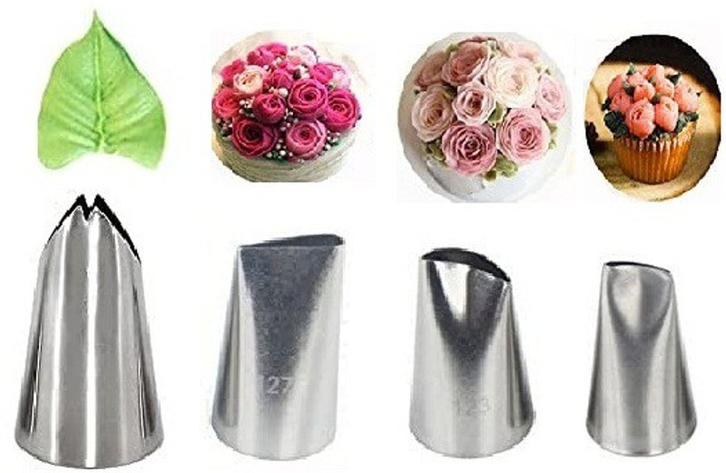 kyamison 113+127+123+124 Nozzle Stainless Steel Petal Icing Nozzle(Steel Pack of 4)