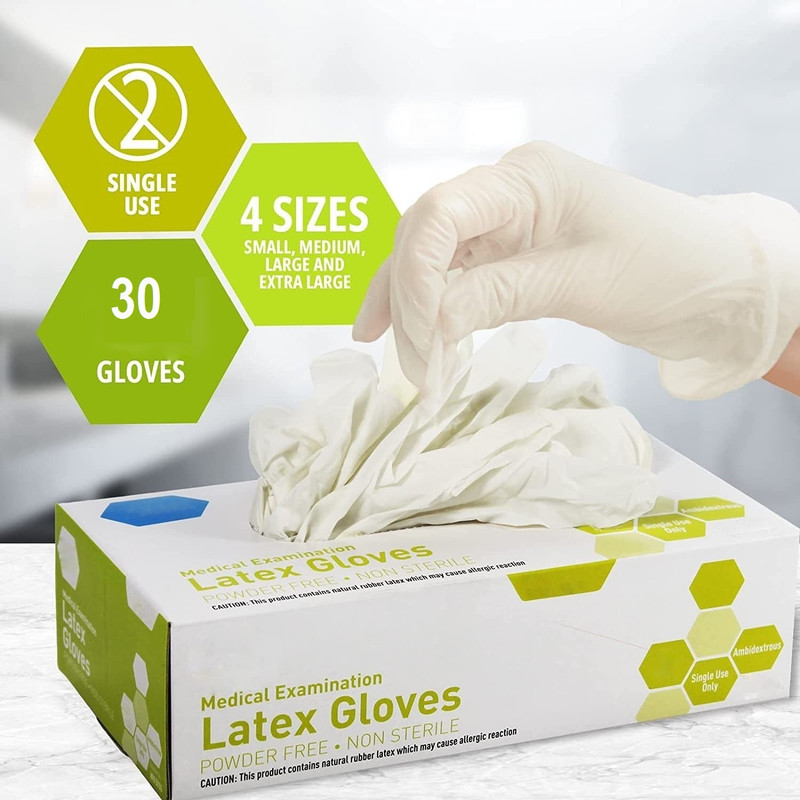 DM Eco Latex Disposable Cleaning Gloves Lightly Powdered Examination Gloves Size Small Latex, Nitrile, Rubber Examination Gloves(Pack of 30)