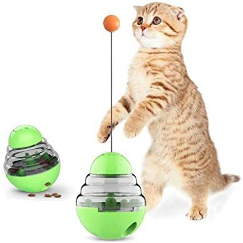 Rvpaws 360° Motion Elastic Catch Cat Toy to Exercise and Treat Dispenser Toy Plastic Treat Dispensing Toy For Cat
