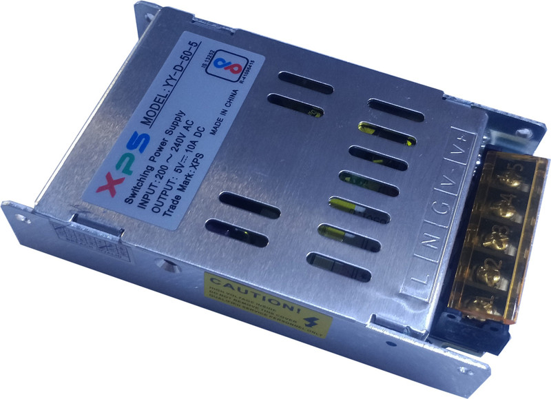 AL QURAISH 5V 10A SLIM HEAVY METAL BOSY 50Watt SMPS POWER SUPPLY 50 Watts Computer PSU with 2 SATA Cables(Silver)