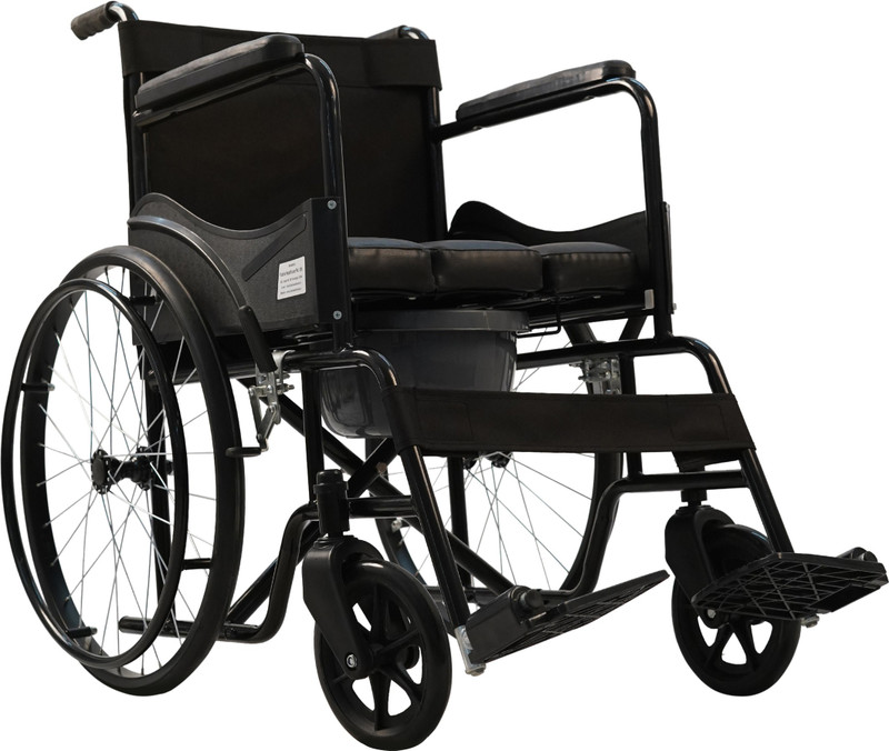 saniquick Wheelchair with Cushion Seat and Removable Commode Pot, Foldable, SQ037-0192524 Manual Wheelchair(Self-propelled Wheelchair)