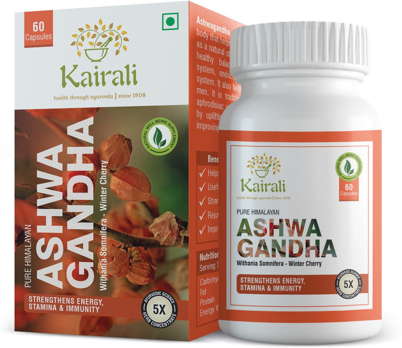 Kairali Ashwagandha - Herbal Health Supplement ,Mental Strength (60 Capsules)(60 Capsules)