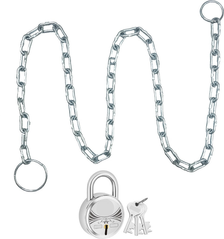 hussaini mart Metal 4 Feet Chain with Lock 40mm for Gate, Fence, Luggage, Cycle, Bike, Good Lock Cycle Lock