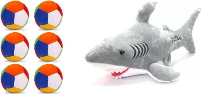 KPN 6pc soft ball and grey shark  - 30 cm(Multicolor)