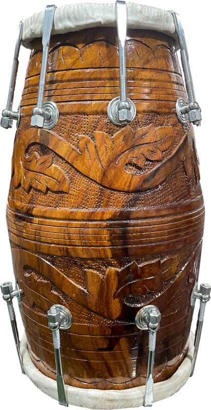 RAM musical 100% Pure carving(nakkshi) Dholak Nut & Bolts Dholak(Brown)