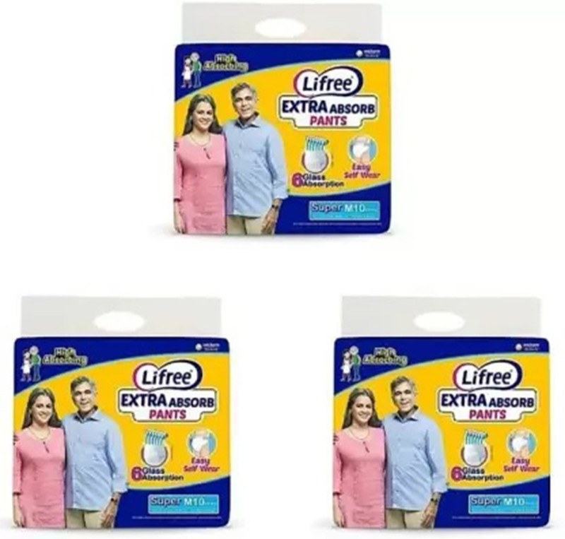 LIFREE Adult Pants Medium (Pack Of 10) Adult Diapers - M(100 Pieces)