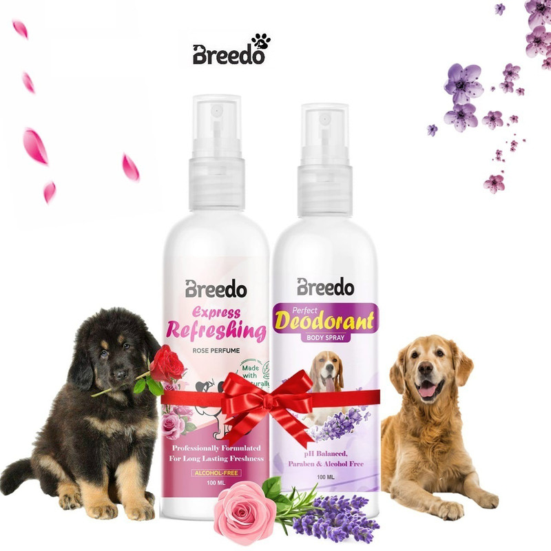 Breedo Dog (Combo of 2) Dog Need Refreshing Rose Perfume + Deodorant Rose Perfume Natural Cologne(200 ml)