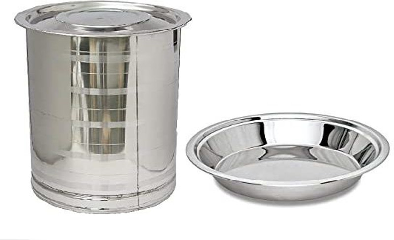 KhatuMart Stainless Steel Atta Drum 8 kg Capicity With Parat 8 L Drum(Silver, Pack of 1)