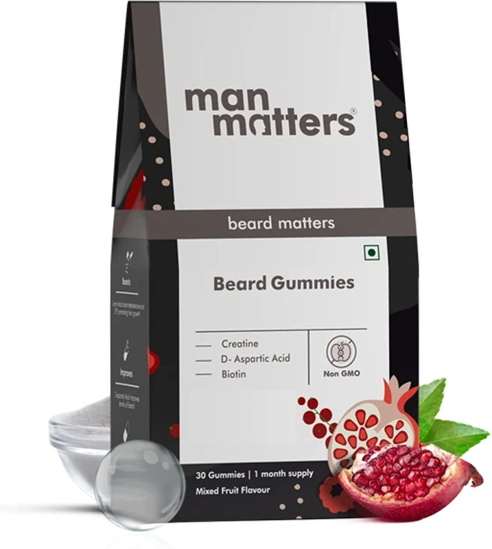 Man Matters Beard Gummies | Thicken Beard, Improves Beard Density | Biotin & Creatine(30 No)
