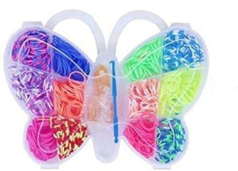 3A Featuretail 8 Colored Loom Band Kit for DIY Crafts in Butterfly Design Case