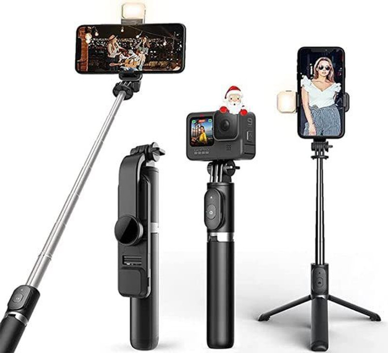 RK RETALIER 3-in-1 Selfie Stick Tripod Stand, Bluetooth Selfie Sticks with Remote Tripod(Multicolor, Supports Up to 500 g)