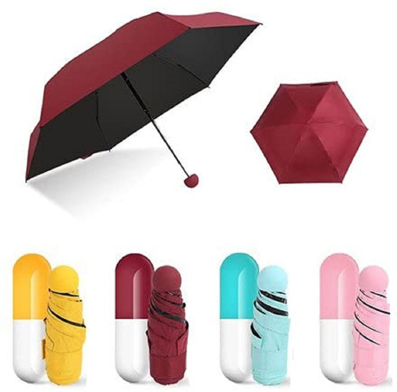 FuerDanni FRD-648D Capsule Umbrella Foldable Windproof Pack of 1 Umbrella(Pink, Beige, Black, Multicolor)