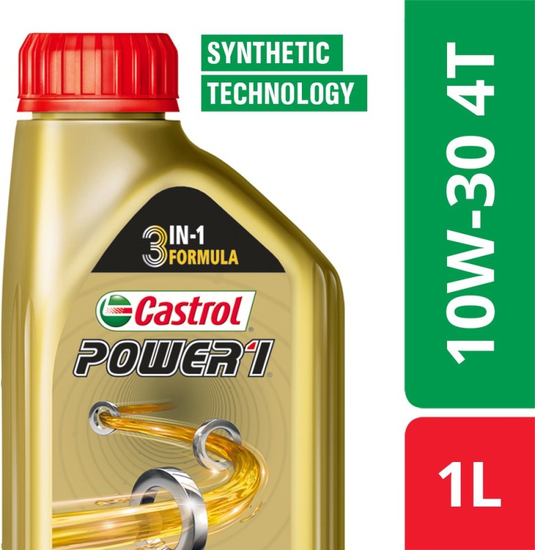 Castrol 10W30 API SL POWER1 4T Synthetic Blend Engine Oil(1 L, Pack of 1)