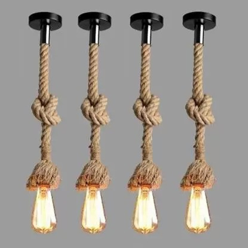 DONERIA Pendant Rope Lights for Ceiling Hanging Lights (Bulb not included - Pack of 6) Pendant Lamp Ceiling Lamp(Beige)
