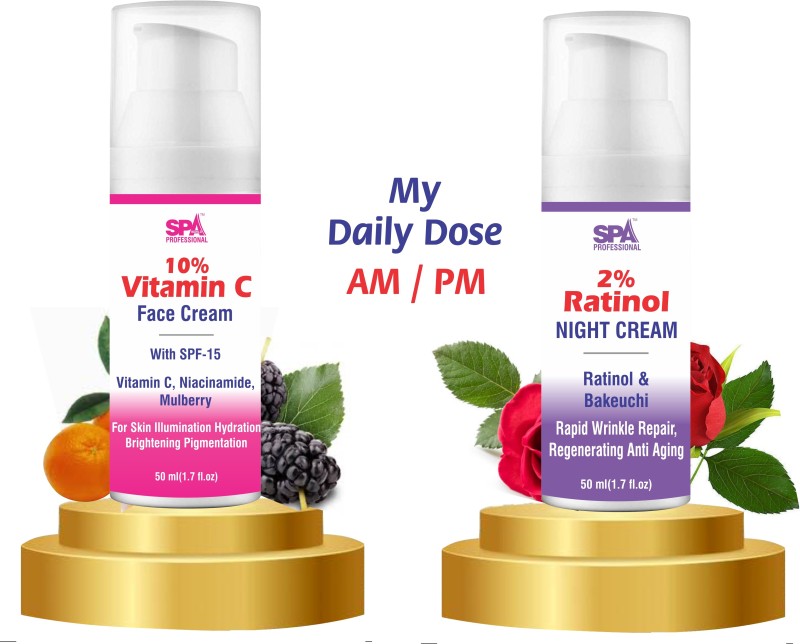 SPA Professionals Vitamin C Face Cream 50ml+ Retinol Face Cream 50ml Non-Comedogenic(2 Items in the set)