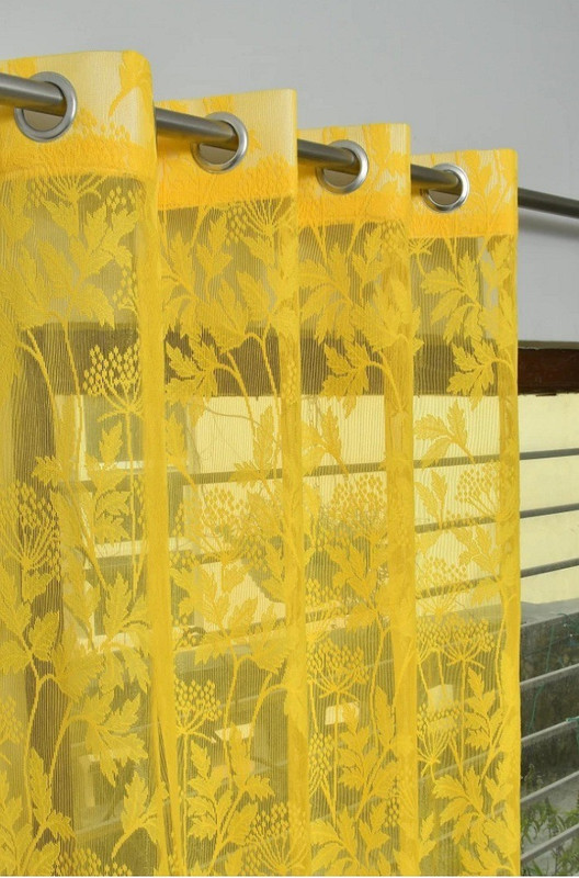 Flipkart SmartBuy 274 cm (9 ft) Long Door Polyester Transparent Curtain Single Curtain(Yellow, Self Design)