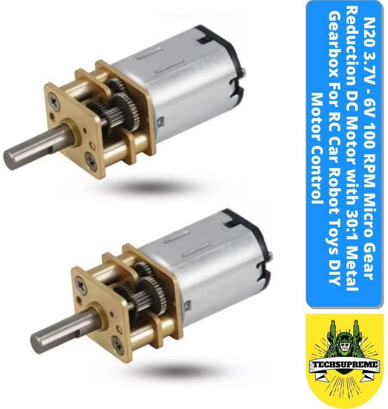 TechSupreme N20 3.7V - 6V Micro Gear Reduction DC Motor with 30:1 Metal Gearbox PACK OF 2 Motor Control Electronic Hobby Kit
