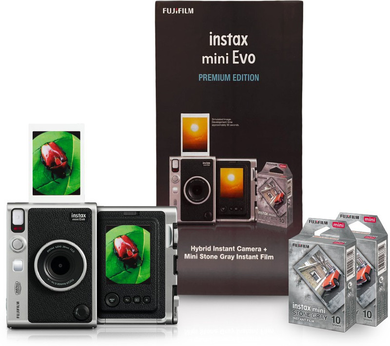 FUJIFILM Instax Mini Evo Hybrid Premium Edition Instant Camera(Black, Silver)