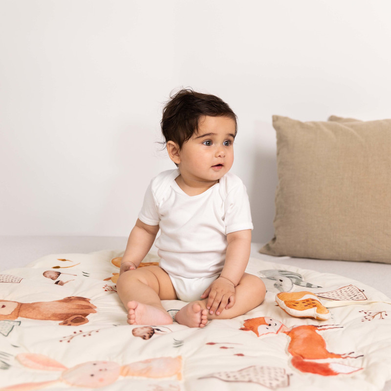 haus & kinder Cotton Baby Play Mat(Brown & White, Free)