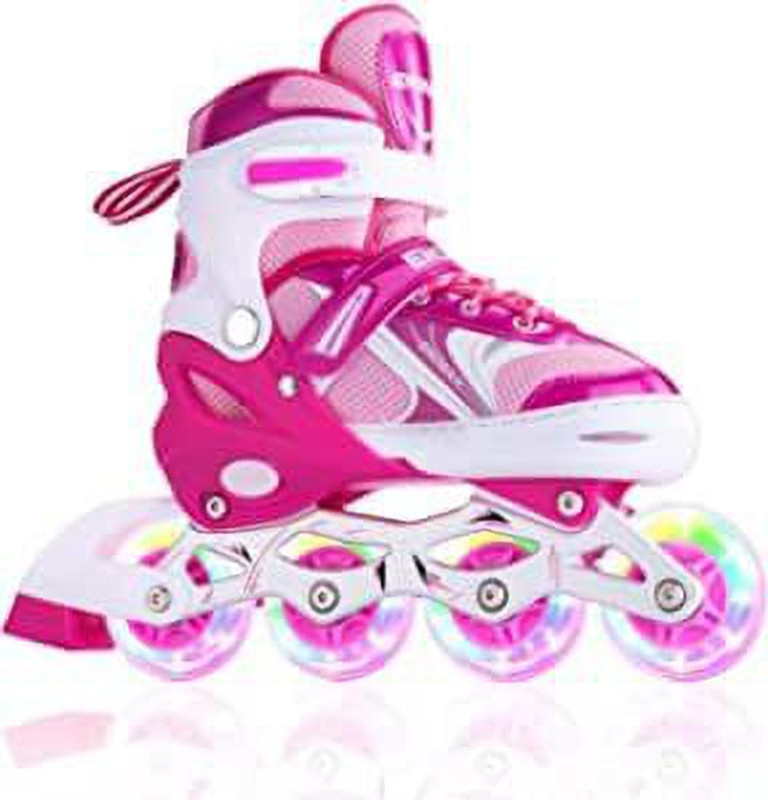 HHS SPORTS Adjustable Inline Roller Skates-PU Wheel Aluminium-Alloy LED Light (Blue) In-line Adults Size  7 UK - 9 UK(Adjustable, Beginner, Intermediate, Training, White)