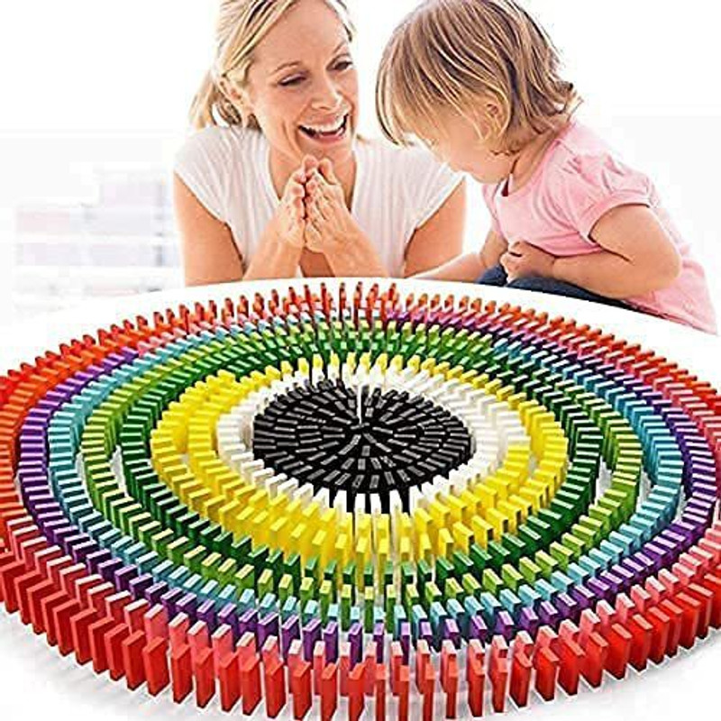 Fronted Wooden Creative Domino Block Educational Buliding Game 500 pcs Imported 12 Color(Multicolor)