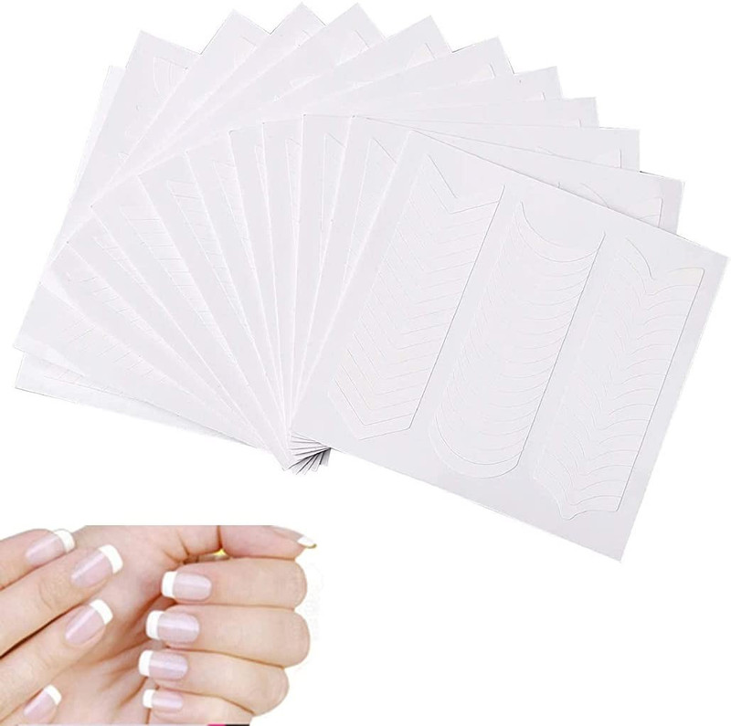 Ghelonadi French Tip Nail Stickers Guides for Manicure Art DIY Kit 3 Design Self-adhesive(White)