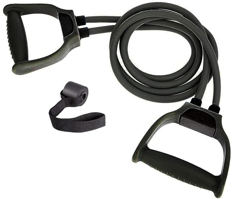 Khargadham Resistance Band With Set with Handles, Portable Toning Tubes with Door Anchor Resistance Tube(Black)