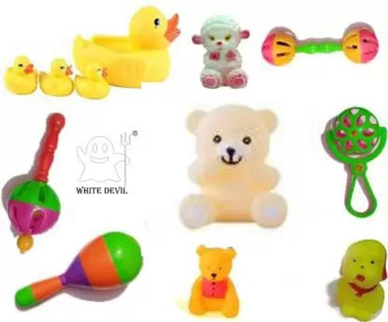 White Devil Toy rattle set with teddy pichku chu chu toys and best gift for babies Rattle Rattle(Multicolor)
