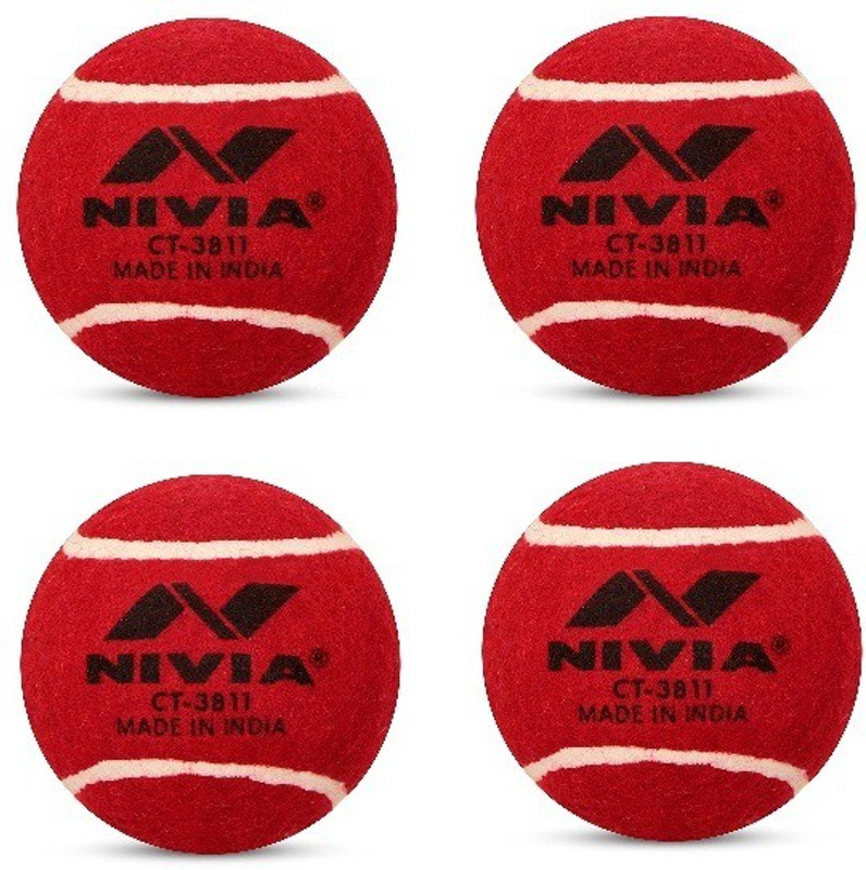 NIVIA COMBO CT-3811 Cricket Tennis Ball, Heavy Weight, Red (Pack of 4) Cricket Tennis Ball(Standard, Pack of 4)