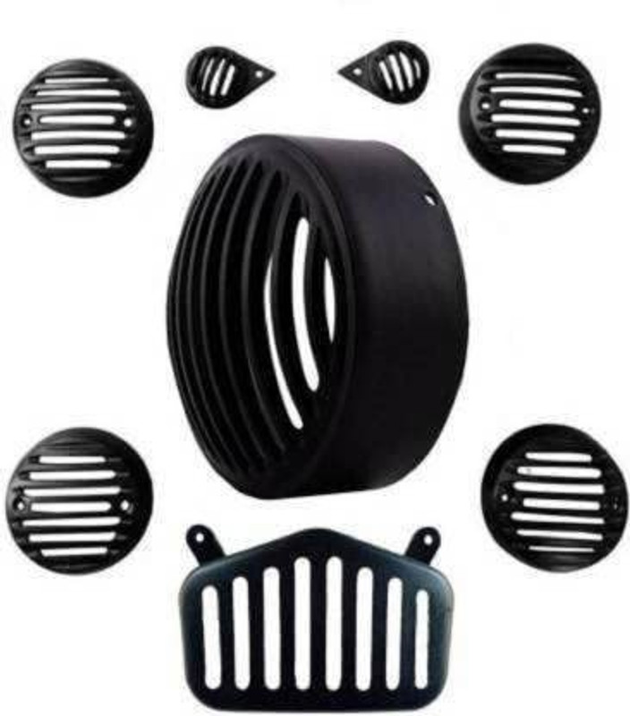 Pepstter Heavy Duty PVC Headlight Grill (Pack 0f 8pcs.)Royal Enfield Standard Bullet Bike Headlight Grill(Black)