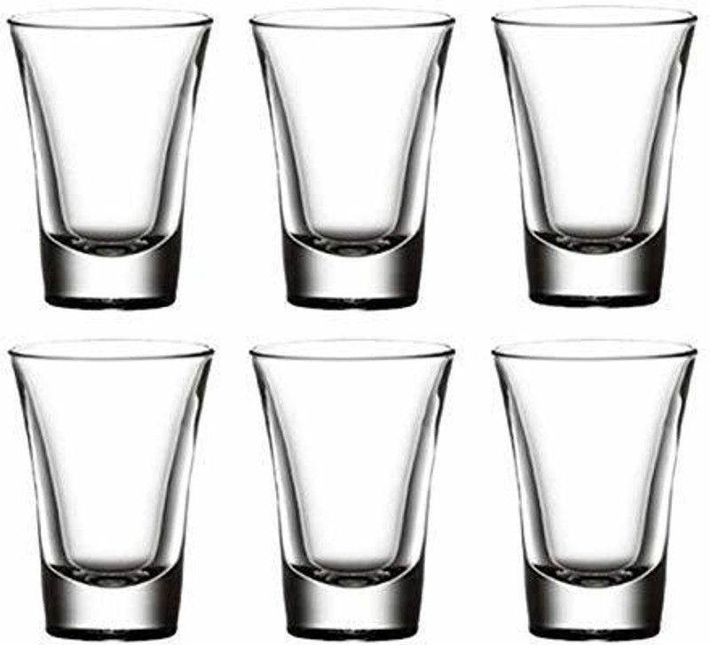 miRim (Pack of 6) Shot Glass for Whisky/ Brandy/ Vodka & Tequila 80 ML Glass Shot Glass(80 ml, Glass, Clear)