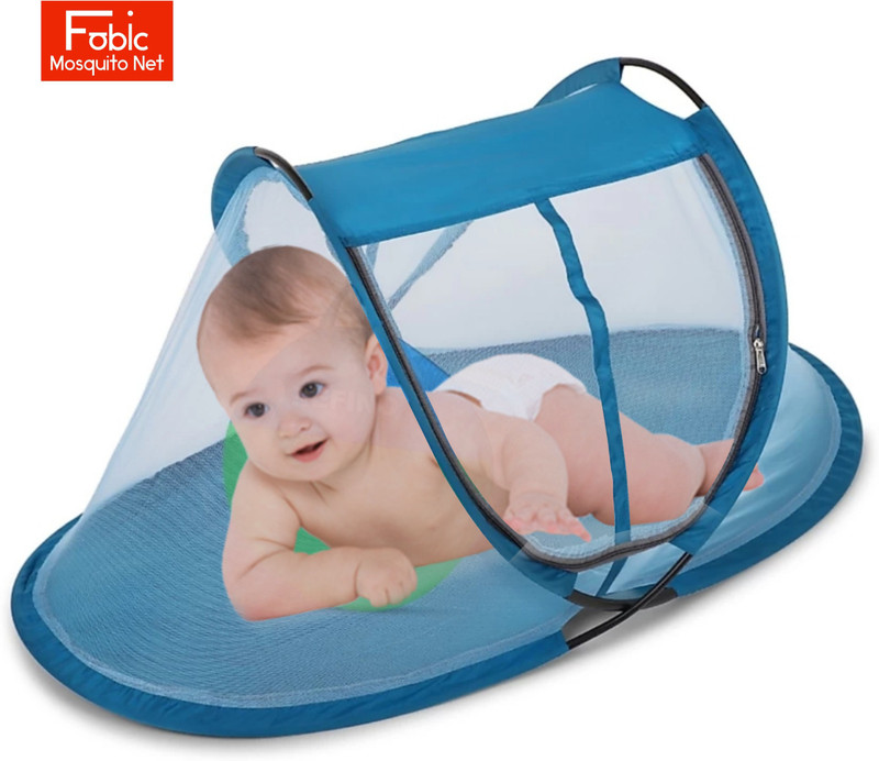 Fabic Polyester Foldable Baby Mosquito For New born Baby-Size : LxWxH-3.5X1.9X1.7 Ft Polyester Washable Infants Mosquito Net(Blue, Tent)