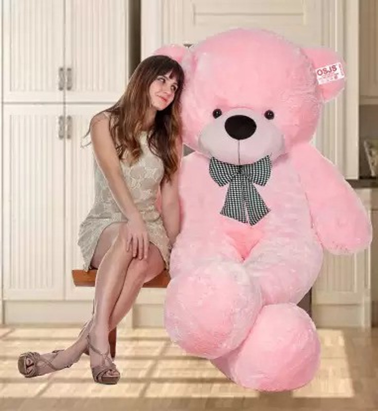 AK TOYS Printed Foot Teddy Bear Stuffed Toys (Pink, 3 Feet) - 90 cm(Pink)