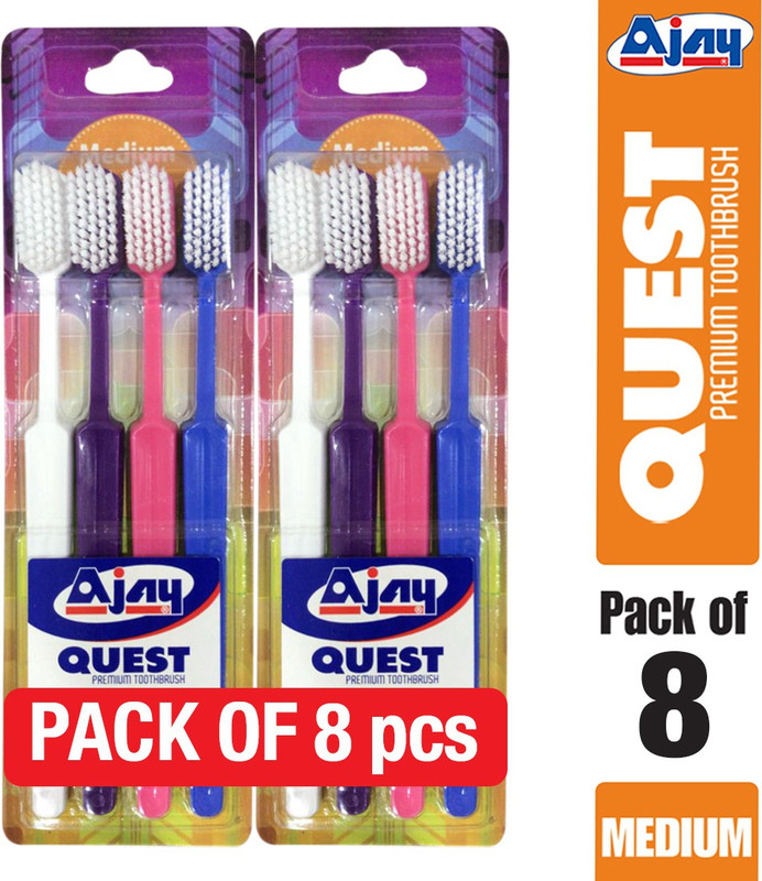 Ajay Quest Offer Pack of 8 Pcs (Soft) Soft Toothbrush(Pack of 8)