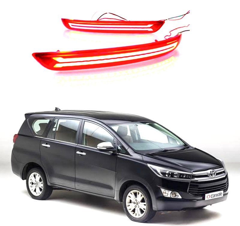 AMARIO Back Bumper Rear Reflector LED DRL2 Innova Crysta (Red) -Set of 2 Pcs Car Reflector Light(Red)