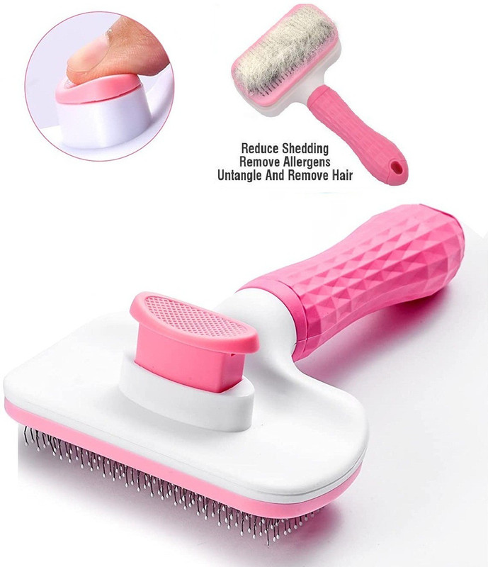 Hachiko Pet Grooming & Cleaning Slicker Brush Self Cleaning Shedding Brush With Handle Slicker Brushes for  Dog, Cat, Rabbit, Hamster, Dog & Cat