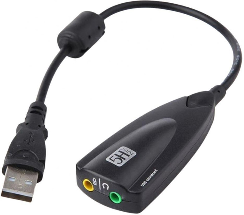 Etake Sound Card USB Interface External 3.5mm Audio Adapter Headset and Mic USB External Stereo Sound Adapter Sound Card(Black)