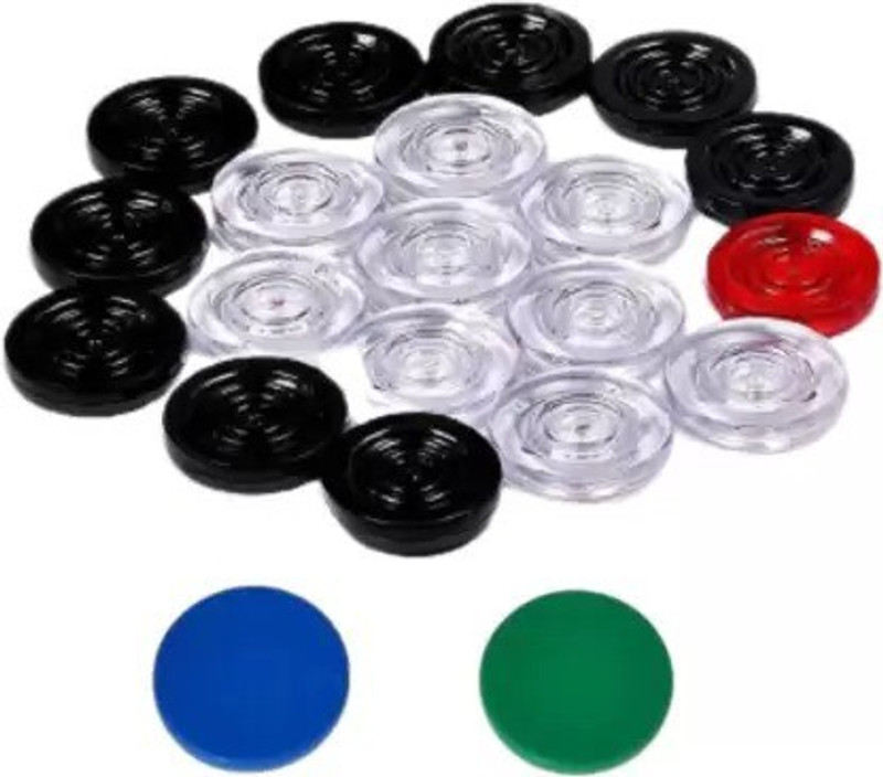 VPHUB Crystal Premium Quality Carrom Coins Carrom Pawns and 1 STRIKER Carrom Pawns(Pack of 20)