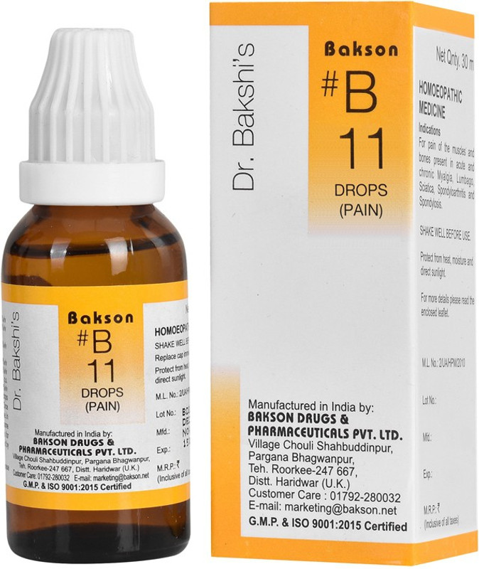 Bakson Dr Bakshis B Drop 11 - Pain Drops(30 ml)
