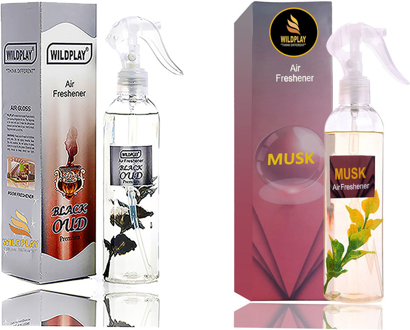 Wildplay Black oud, Musk Car Freshener Spray Black oud & Musk 250ml Each(2 x 250 ml)