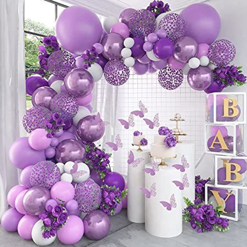 R G ACCESSORIES Solid Purple White Pastel Purple Balloons Garland Kit Of 51 Pcs Balloon(Purple, Pack of 51)