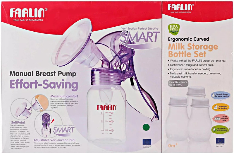 FARLIN Manual Breast Pump With 3 Pcs Milk Storage - Manual(Purple)