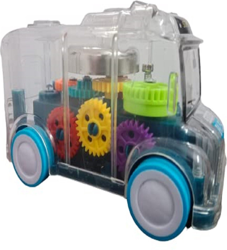 KTRS School Bus Vehicle 3D Light and Sound 360 Degree Rotation Gear(Multicolor)