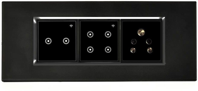 Urja Smart Automation 6M Smart Touch Switch Plate (10 Amp + 16Amp + Smart Socket)(Black)