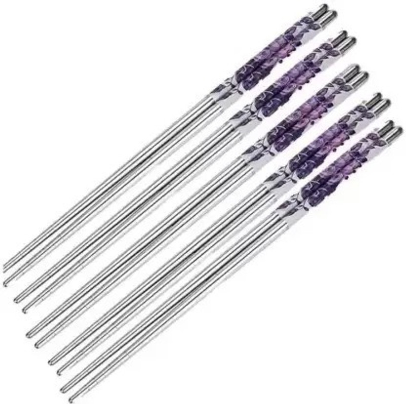 Pramoksha Mall Eating Stainless Steel Chinese Chopstick(Silver Pack of 10)
