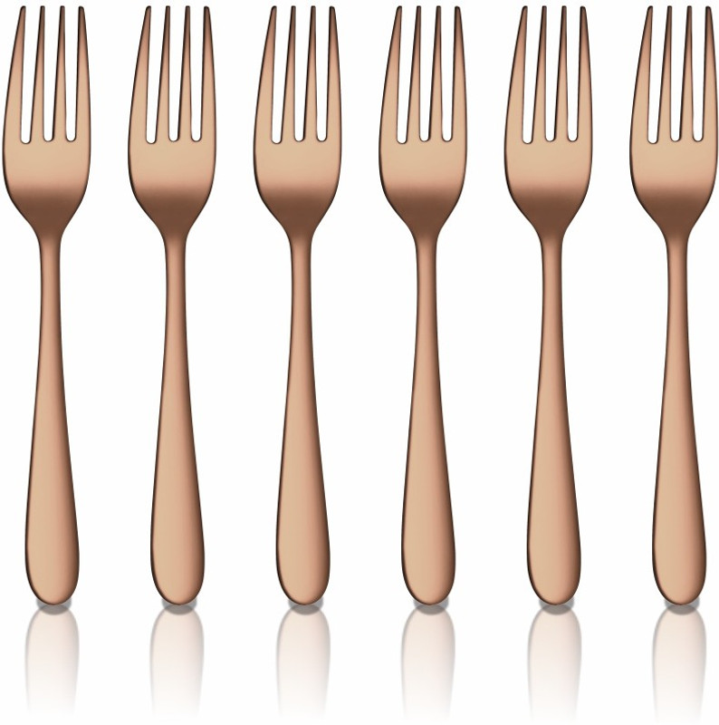 Shri & Sam Jasmine Rose Gold PVD Coating Tea Fork Stainless Steel Serving Fork Set(Pack of 6)