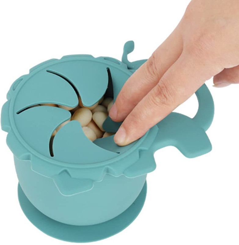 Hapsters Baby Snack Cup for Toddlers Spill Proof Silicone | Snack Catcher for Treats  - Silicone(Green)